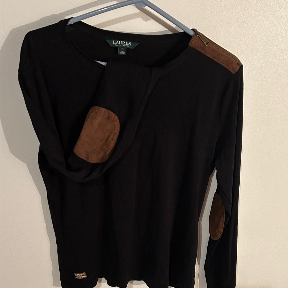 Ralph Lauren Black Long Sleeve with Brown Patches